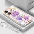 [Free Lanyard] OPPO A3x A3 Luxury Dandelion Flower Casing Square Edges Plating Back TPU Soft Case Cover. 