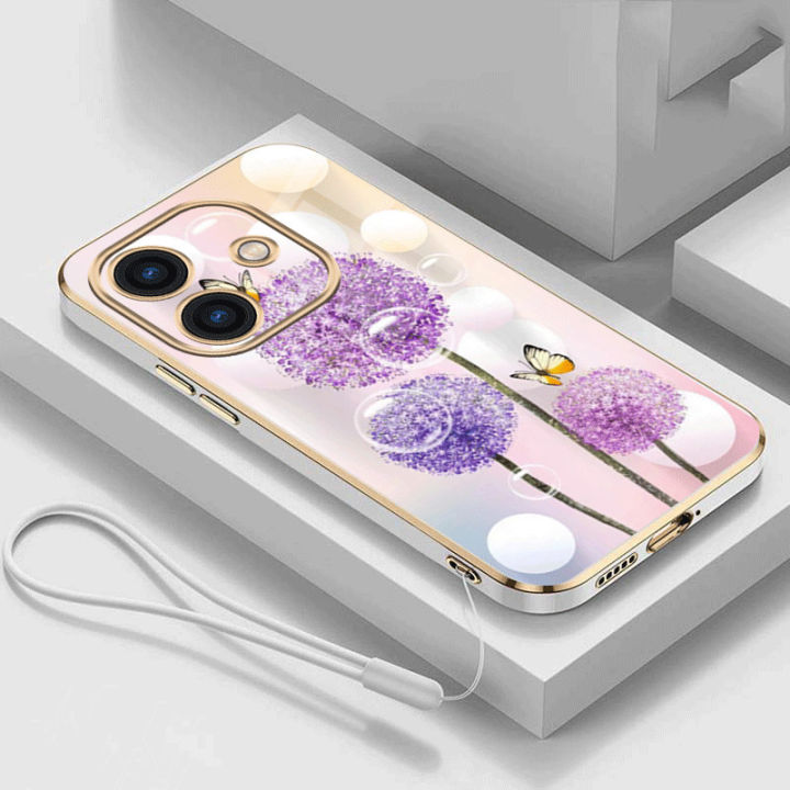 %5BFree%20Lanyard%5D%20OPPO%20A3x%20A3%20Luxury%20Dandelion%20Flower%20Casing%20Square%20Edges%20Plating%20Back%20TPU%20Soft%20Case%20Cover%20-%20Image%203