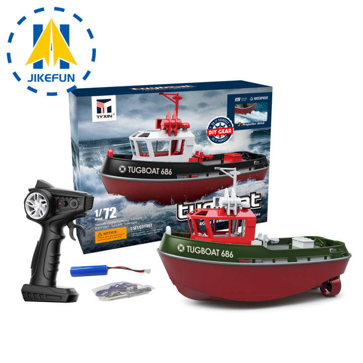 JIKEFUN 686 Rc Boat 2.4G 1/72 Powerful Dual Motor Long Range Wireless ...