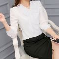 Women Blouse Office Shirt Lapel Long Sleeve Work Wear Korean Slim Formal Tops Single Breasted Elegant Shirt Female Clothing. 
