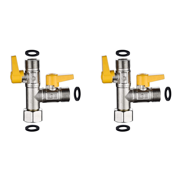 2X Brass Water Diverter 3 Way Shower Diverter Valve T Adapter Shower Shut-Off Valve for Showerhead and Shower Hose