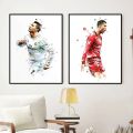 Watercolor football player, world-renowned idol wall art poster, home decoration, canvas painting, mural collection, pictures, p. 