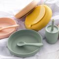 100%Food Safe Approve Silicone Children's Tableware Fashionable Round Food Plates Waterproof Training Bowl Baby Accessories. 