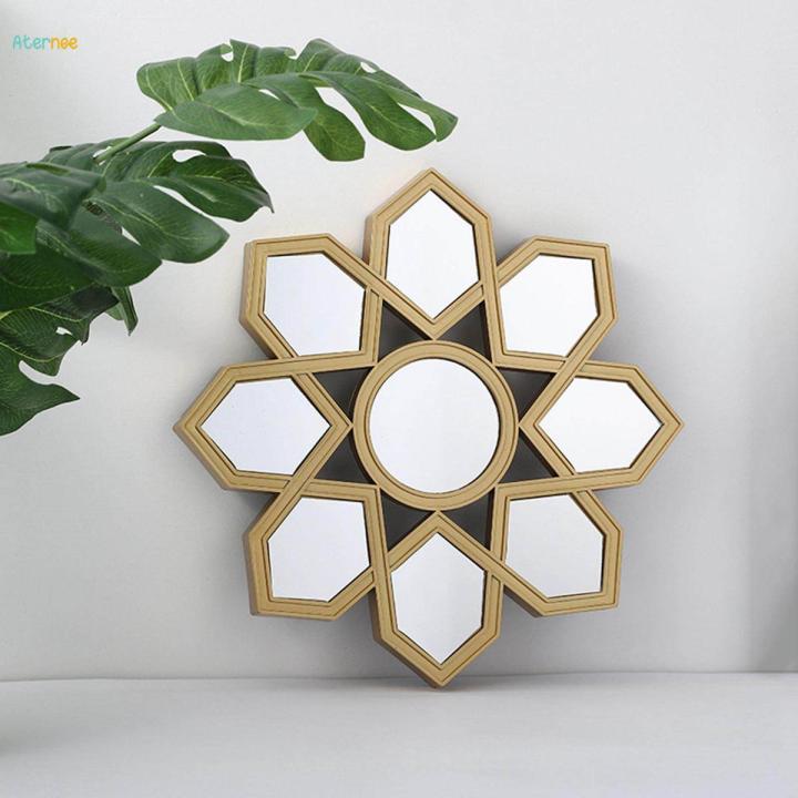 Vintage Wall Mirror, Photo Props Decorative Circle Mirror Round Makeup Mirror for Entrance Background Living Room Bedroom Ornament - mirror