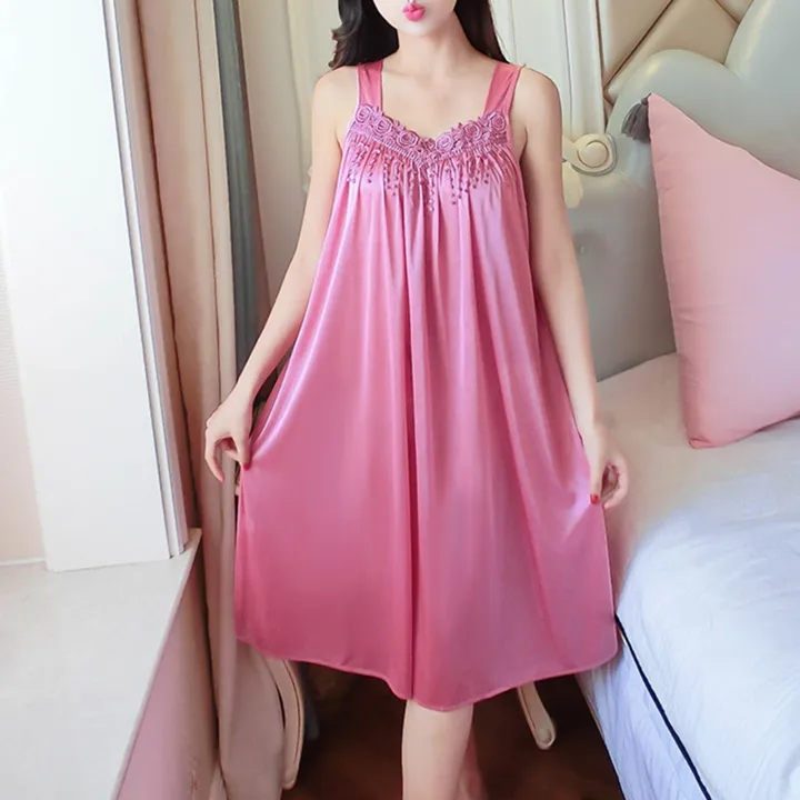 Women%20Sleeping%20Gown%20Pure%20Colors%20Great%20Stitching%20Women%20Nightie%20-%20Image%206