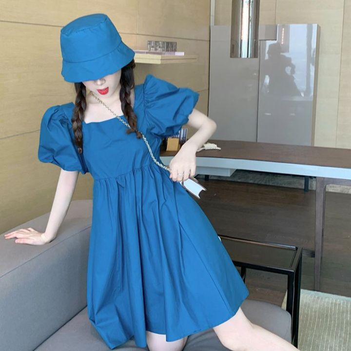 2023%20New%20Female%20Student%20Korean%20Style%20Loose%20Internet%20Hot%20Purple%20Hepburn%20Style%20Puff%20Sleeve%20Dress%20-%20Image%203