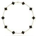【In-demand】 Direct Supply Yellow Black Agate Ten Flower Necklace Double-Sided Four-Leaf Clover Clavicle Chain NOVEMBER'S Luxury. 