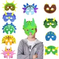 11pcs/set Dinosaur Party Masks Elastic Felt Child Maques Foam Dragon Face Mask for Kids Themed Masquerade Halloween Party Gift. 
