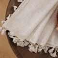 Solid Cotton Linen Tassel Window Curtain Semi-shading Vintage Drapes for Living Room Bedroom Kitchen Door Drapes Home Decoration. 