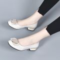 New Single Layer Shoes Women's Shoes Comfortable All-Match Soft Soled Flats Square Toe Low-Cut Fashion Casual Low Heel Korean Style round Toe All-Matching. 