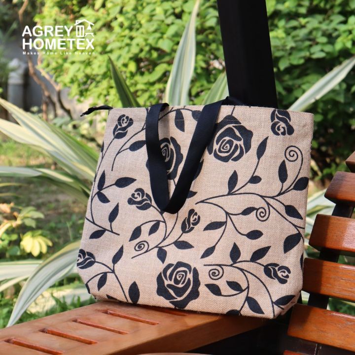 Jute%20Shopping/Tote%20Bag,%20Natural%20&%20Black,%20(14"x16"),%201%20Pcs%20-%20Image%202