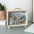Adults Piggy Bank Wooden Frame Wood Money Box Travel Saving Bank Decorative Shadow Box for Living Room Dorm Restaurant Wedding Birthday Gift. 