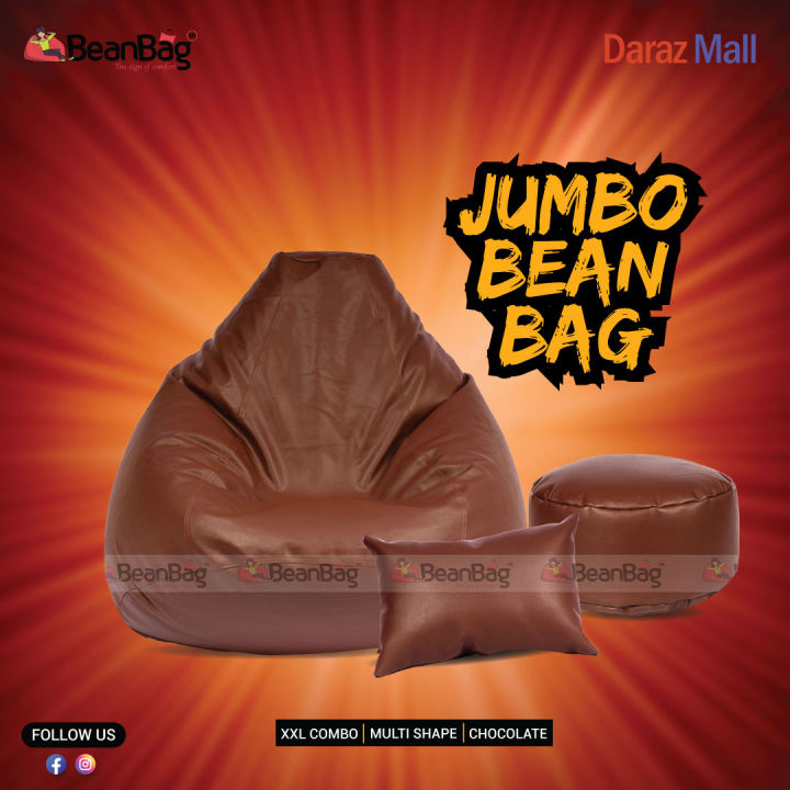Bean Bag Chair - XXl Jambo - Premium Combo Dark Chocolet