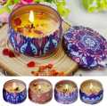 Scented Candle 1pc Lavender, Rose, Jasmine, Mon Paris Gift Item Natural Soy Wax Home Decoration scented candles with flowers Tin Can Fragrance. 