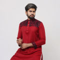 Chili Red and chest contrast Panjabi for men. 