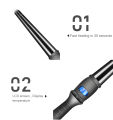 Ubeator -25/32mm LCD Screen Ceramic Spiral Hair Curling Iron Wand Machine Roller Beauty Tools-138-Black. 