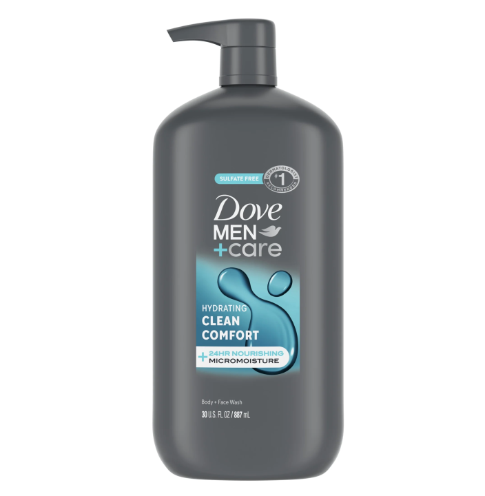 Dove Men + Care Hydrating Clean Comfort Body and Face Wash with 24hr Nourishing Micromoisture Technology,887ml
