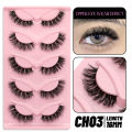 GROINNEYA Fluffy Lashes 5 Pairs 3D Faux Mink Lashes Fluffy Soft Wispy Volume Natural long False Eyelashes Reusable Eyelashs Make. 