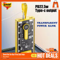 Transparent Power Bank  1000mah/20000mah Portable 22.5W Fast Charging , PD 22W External Battery Charger Powerbank For iphone android. 