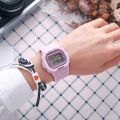 Matcha Green Watch for Women ins Korean Style Unicorn Student Simple Multifunctional Trendy Small Square Electronic Watch. 