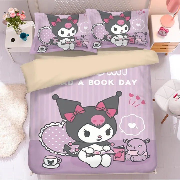 Sanrio%20Cartoon%20Cute%20Kuromi%20Bed%20Four-piece%20Set%20Student%20Dormitory%20Bunk%20Single%20Bed%20Girly%20Heart%20Cartoon%20Picture%20Three-piece%20Set%20-%20Image%202