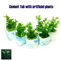 Mini Artificial Plant in Marble Finish Square Cement Pot – Stylish Desk & Shelf Decoration.