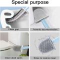 Silicone Toilet Brush with Slim Holder Flex Toilet Brush - Wall Mounted Anti-drip Set Toilet Bowl Cleaner Brush - Non-Slip Long Handle Toilet Brush-Multicolor. 