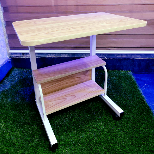 Double Layer Adjustable Reading Table (Moveable & Height Adjustable Laptop Table with 2 Shelves / Study Table / Side Table)