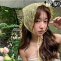French Embroidery Hair Scarf Soft Texture Sweet Lace Summer Fashion Headscarf Retro Style Lightweight Fabric Lace Triangle Scarf for Spring Accessory Casual Outfit Addition Women's Fashion Hair. 