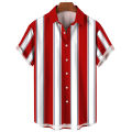 Hawaiian Vacation Summer for Men Shirts Stripes Print Lapel Short Sleeve Top Tees Oversized Loose Breathable Shirt Male Casual. 