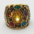 Cool Men Infinity War Thanos Band Colorful Jewelry Power Mind Soul Letters Ring.