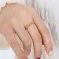 Minimalist Women 18K Gold PVD Plated Stainless Steel Mobius Strip Ring. 