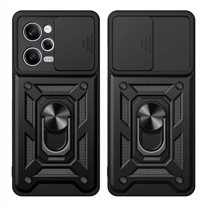 Slide Lens Protect Case For Redmi Note 12 Pro 5G Armor Shockproof Coque For Xiaomi Redmi 12 Note12 Pro + Plus 12S 12C Back Cover