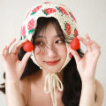 French Pastoral Style Sweet Knitted Crochet Triangle Hair Scarf Fashion Strawberry Daisy Flower Shape Headband Beach Vacation Hair Accessories 1Pcs.
