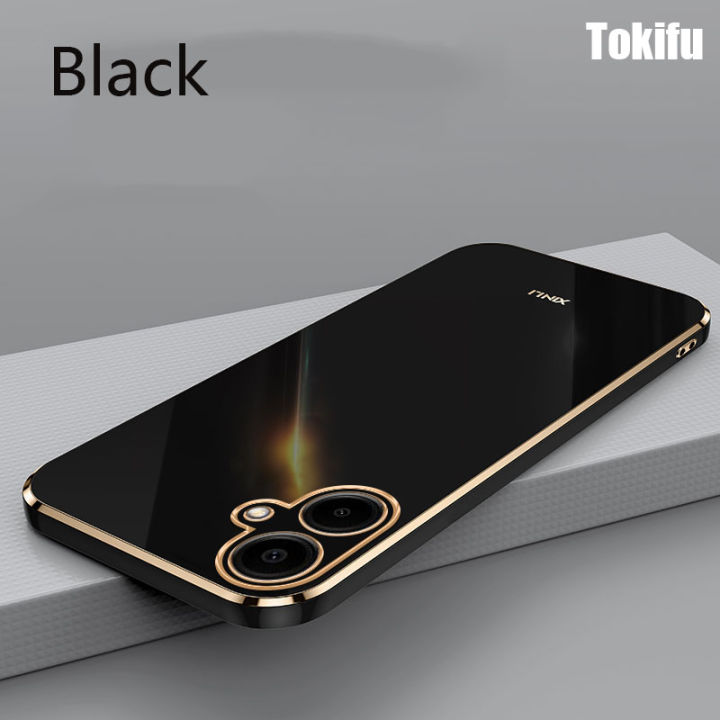 Tokifu for Samsung Galaxy A06 Back Cover Luxury 6D Plating Frame Shiny Bling Phone Pounch Soft Silicone Square Phone Case
