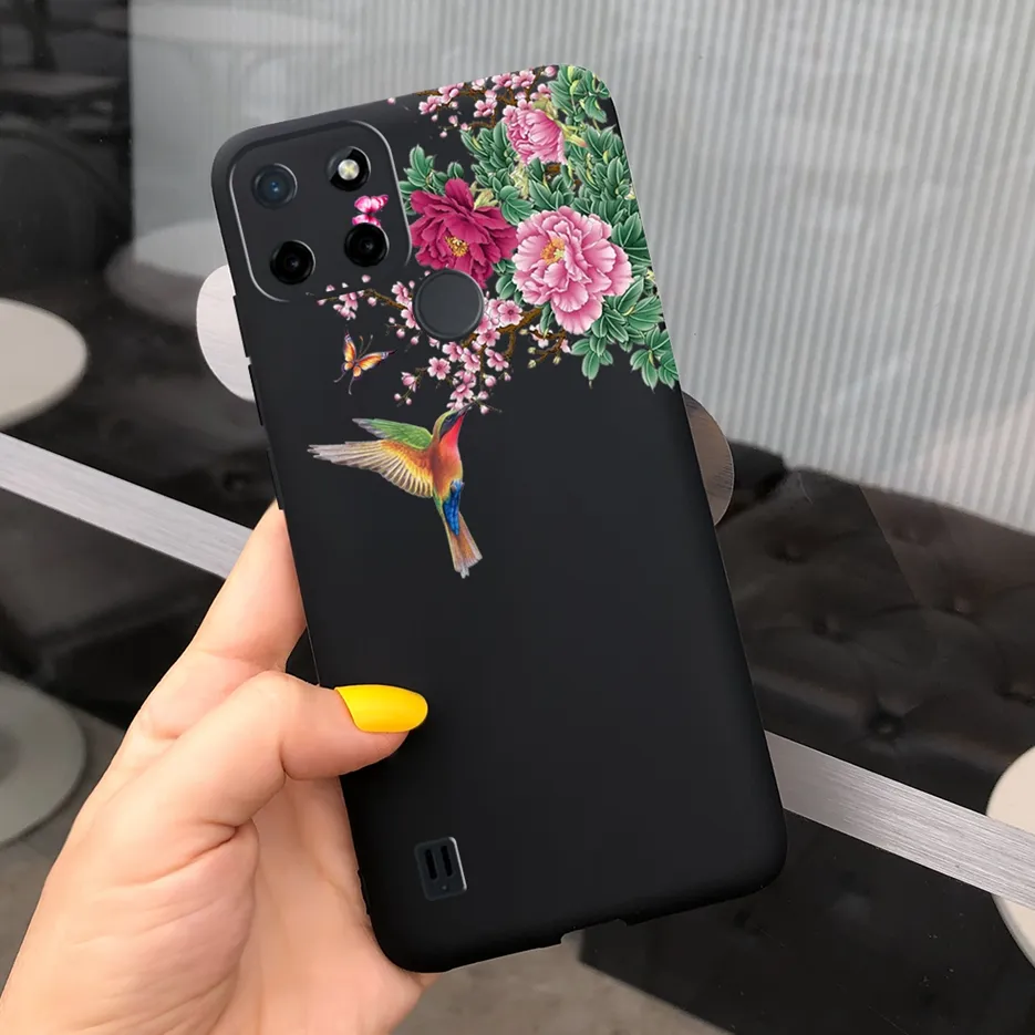 WEIOU Cover per Realme C21Y (C21-Y) / Realme C25Y, Doppio Strato Rugged Custodia Antiurto Trasparente PC Soft TPU Sottile Bumper Silicone Protettiva Staccabile Cellulare Case. Nero