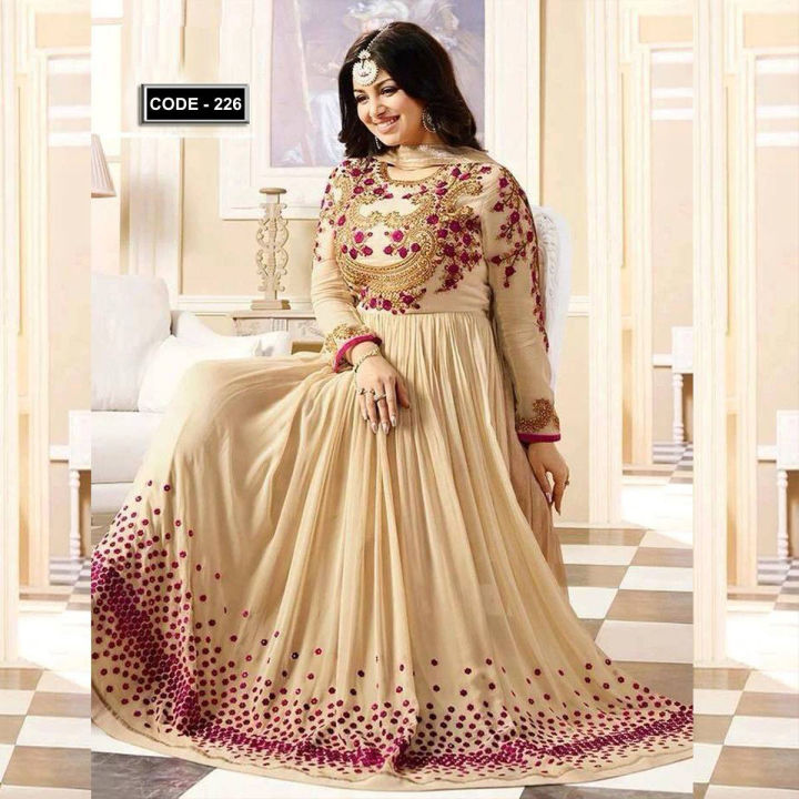 CreamNew Indian Georgette Long Gown For Women 226 Daraz .bd