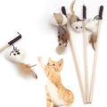 Cat Play Feather Mouse Make Bar Bell Pet Cat Toy.