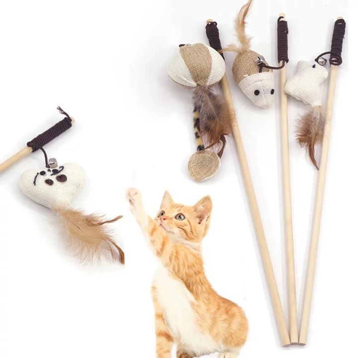 Cat Play Feather Mouse Make Bar Bell Pet Cat Toy