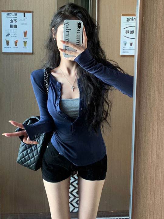 Pure%20Hot%20Girl%20Slim%20Fit%20V%20Collar%20Sling%20Outer%20Long-Sleeves%20Women's%20Spring%202024%20New%20Tight%20Slimming%20Two-Piece%20Suit%20-%20Image%206