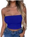 Women Off Shoulder Elastic Tube Tops Bra Blouse Strapless Bandeau Crop Top Shirt. 