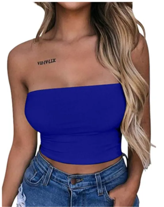 Women%20Off%20Shoulder%20Elastic%20Tube%20Tops%20Bra%20Blouse%20Strapless%20Bandeau%20Crop%20Top%20Shirt%20-%20Image%204