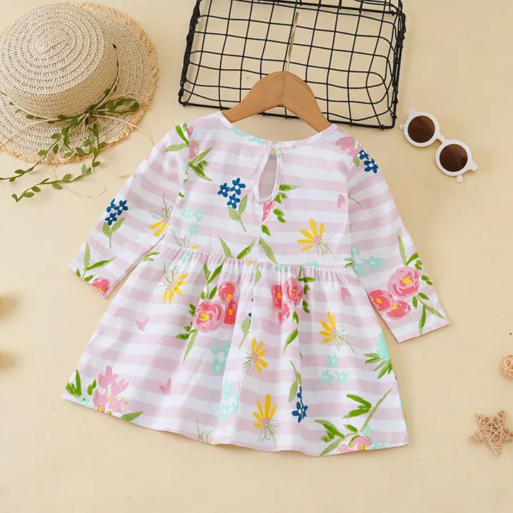 DSstyles%20Girl's%20Long%20Sleeve%20Dress%20Toddler%20Cotton%20Round%20Neck%20Floral%20Print%20Princess%20Dresses%20Playwear%20Casual%20Clothes%20-%20Image%202