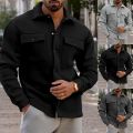 Fashion Patch Pockets Cargo Shirt Jacket Men Streetwear 2024 Spring Trendy Solid Color Coats For Mens Clothes Casual Outerwear. 