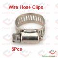 5Pcs- Heavy Duty Stainless Steel Hoses Clamp 6-20mm Clips Adjustable Screw Clamp For Joining Pipe. 