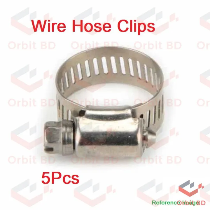 5Pcs- Heavy Duty Stainless Steel Hoses Clamp 6-20mm Clips Adjustable Screw Clamp For Joining Pipe