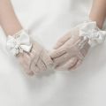 Kids Cream Lace Fishnet Gloves Communion Party Flower Gloves Princess Flower Girls Gloves Etiquette Party Accessories D2R7.