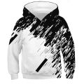 1.Black And White Cat 3D Print Boys Casual Pullover Hooded Long Sleeve Sweatshirt For Spring Fall, Kids Hoodie Tops Outdoor. 