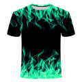 High quality fashion sales Men's new summer T-shirt with round neck short sleeve blue green red purple flame 3D printed top 6XL. 