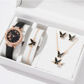 LooKeo Mall 6pcs Women Butterfly Quartz Watches Fashion Casual Bracelet Ring Necklace Watch Set. 